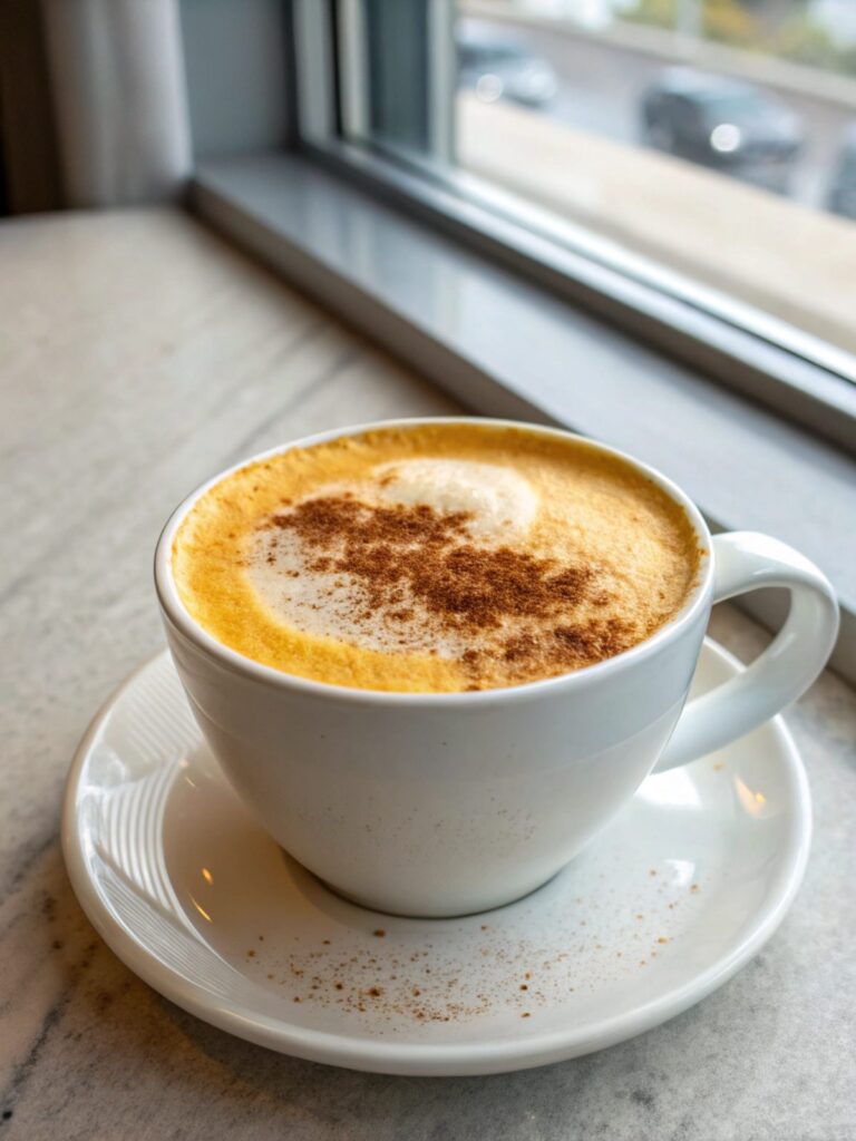 Rich and Creamy Vegan Pumpkin Spice Latte, showing delightful autumn presentation