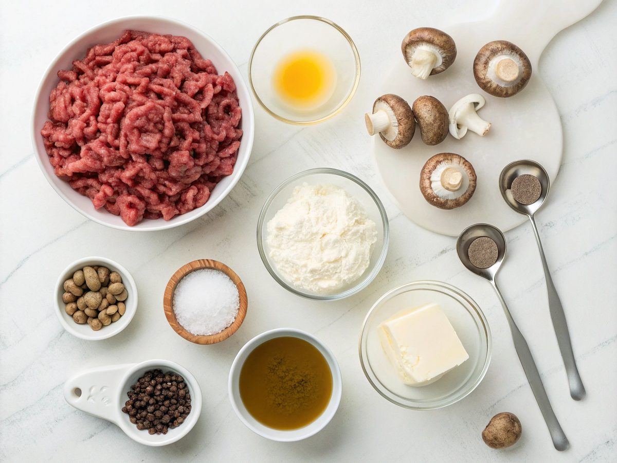 Illustration of ingredients for Ground Beef Stroganoff Recipe