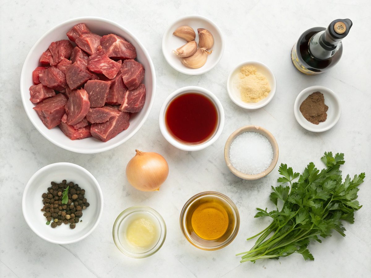 Ingredients needed for making beef tips gravy