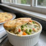 An enticing image of Chicken Pot Pie Casserole, fresh from the oven.