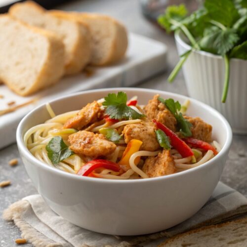 SEO-friendly alt text describing the featured image of the Chinese Coconut Chicken Recipe