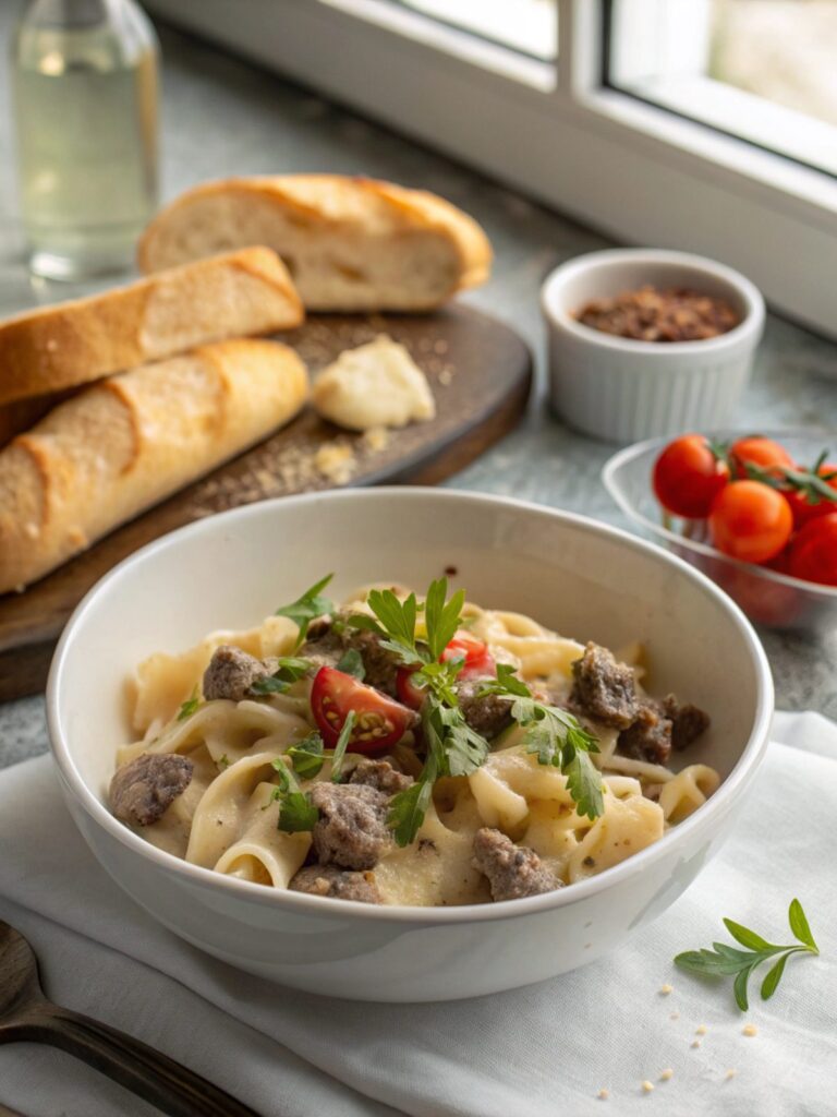 Main image of Creamy Beef Pasta Recipe, creamy and delicious.