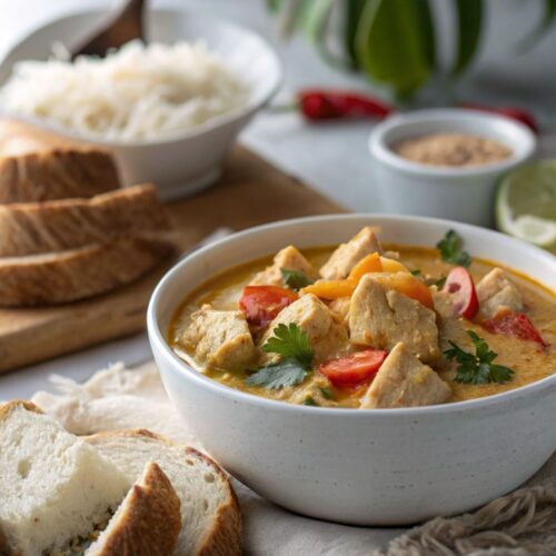 SEO-friendly alt text describing the featured image of creamy coconut chicken curry.