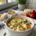 Featured image showing the vibrant creamy one-skillet tortellini