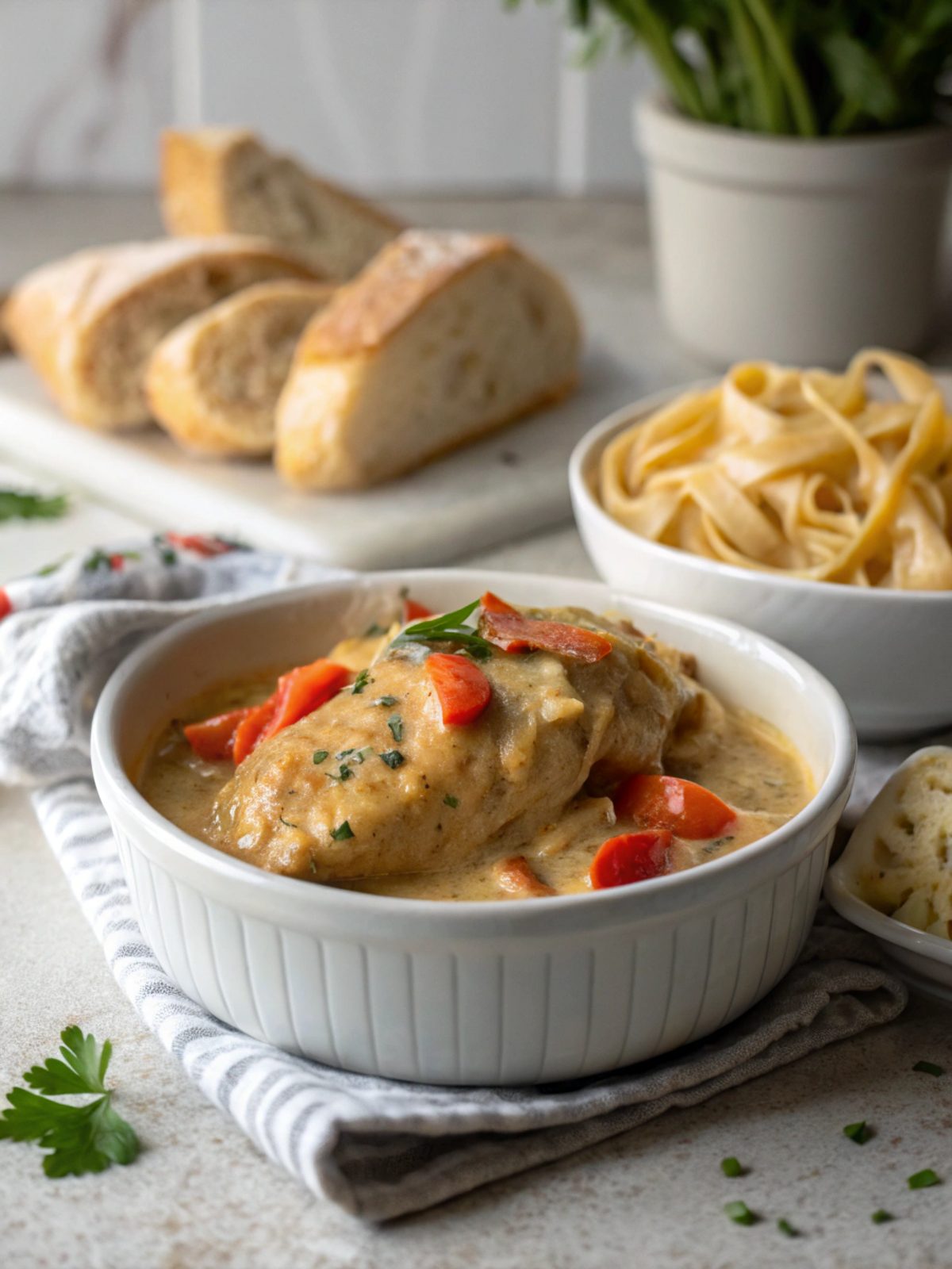 SEO-friendly alt text describing the featured image of creamy smothered chicken