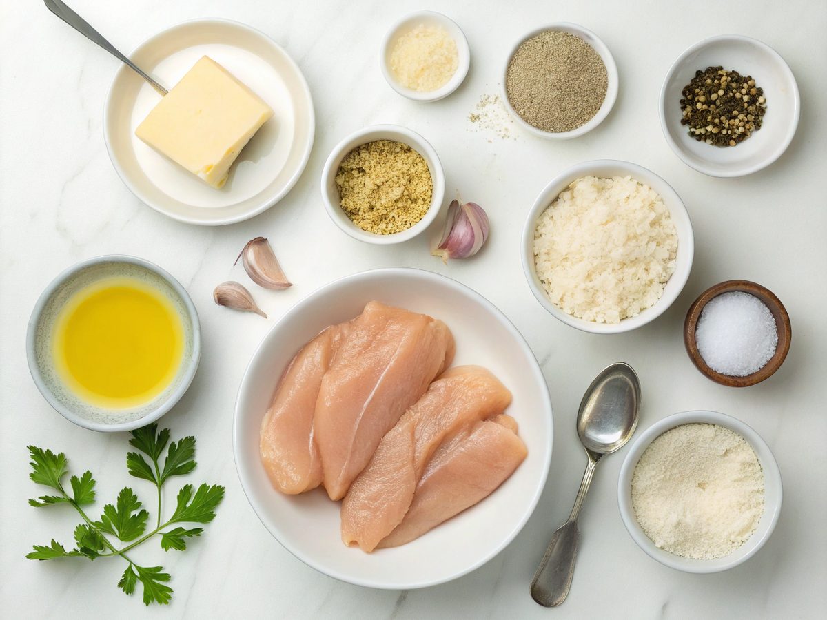 Ingredients for Crispy Parmesan Chicken with Garlic Sauce