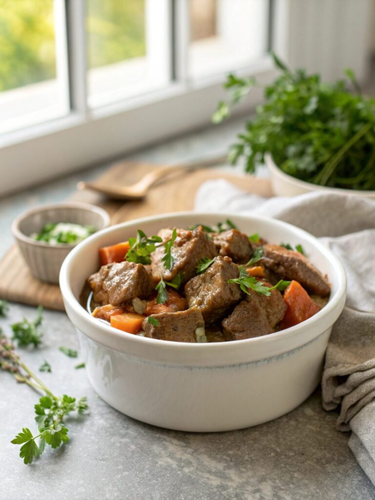 A deliciously savory crockpot beef tips recipe served elegantly