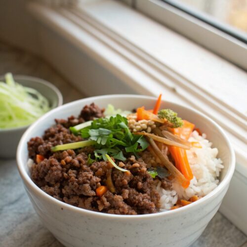 Hero image featuring the Korean Ground Beef Bowl