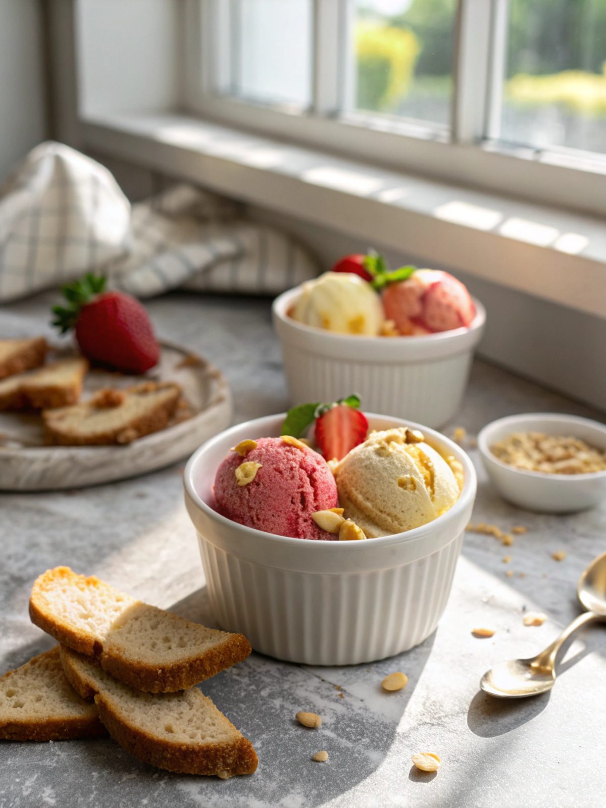 Close-up of freshly made Ninja Creami Protein Ice Cream served in a bowl