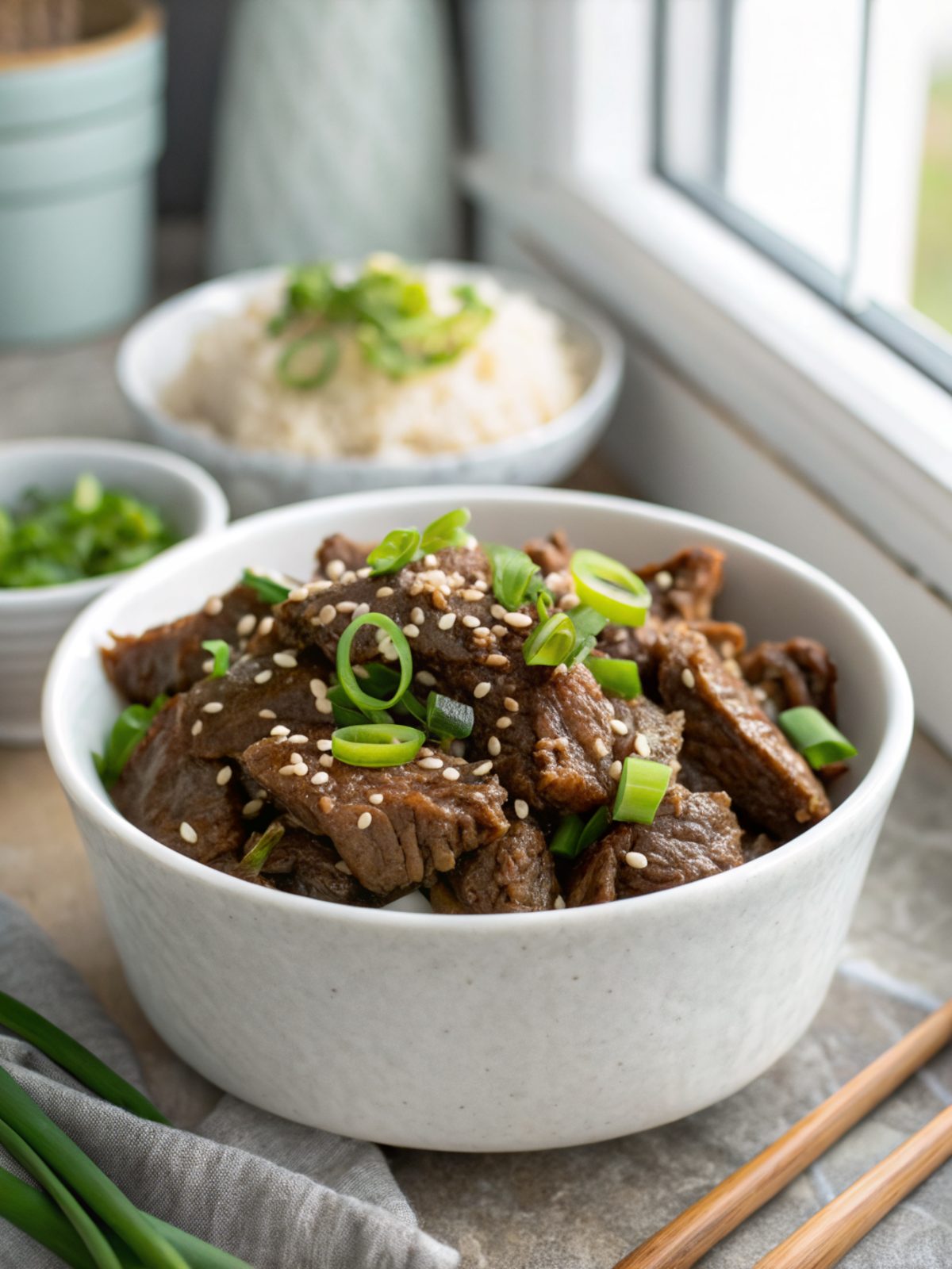 Featured image of slow cooker Korean beef served deliciously