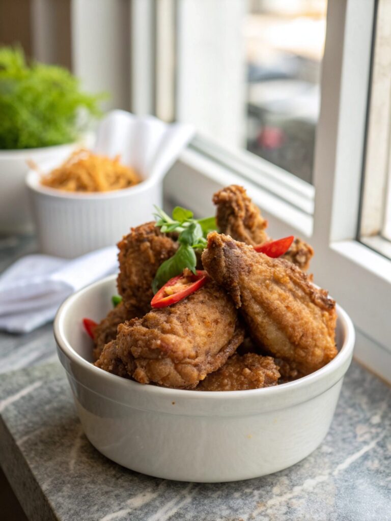 Featured image of extra crispy southern fried chicken wings, served in a bowl