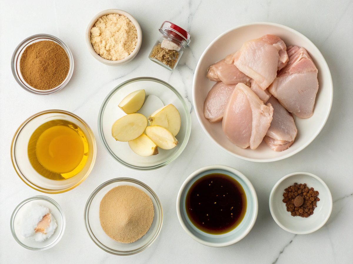 Visual display of Garlic Brown Sugar Chicken ingredients