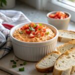 A mouth-watering look at the finished High Protein Buffalo Chicken Dip