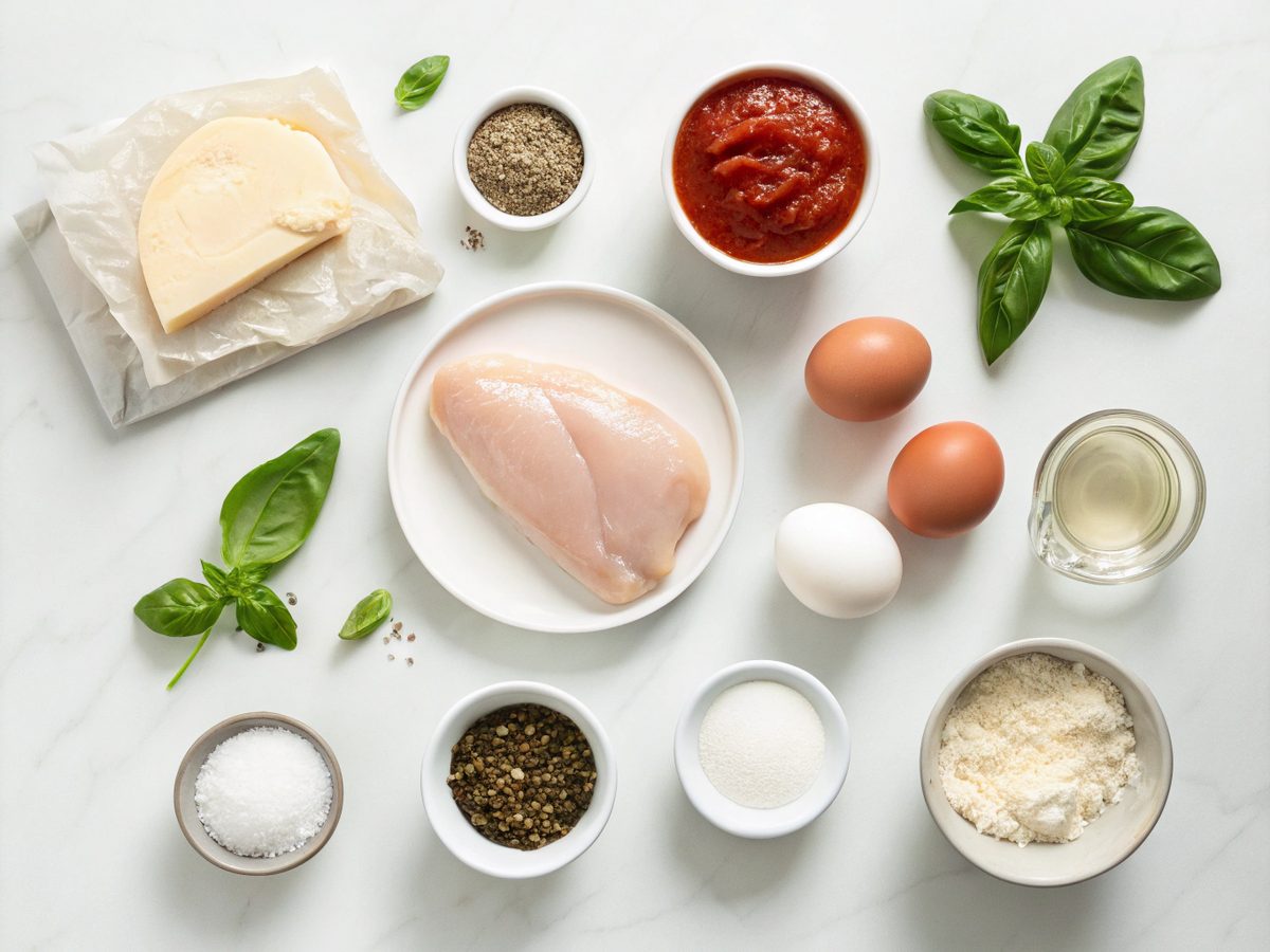 Ingredients needed for High-Protein Chicken Crust Pizza