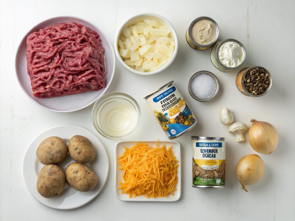 Image showing the ingredients for hobo casserole recipe