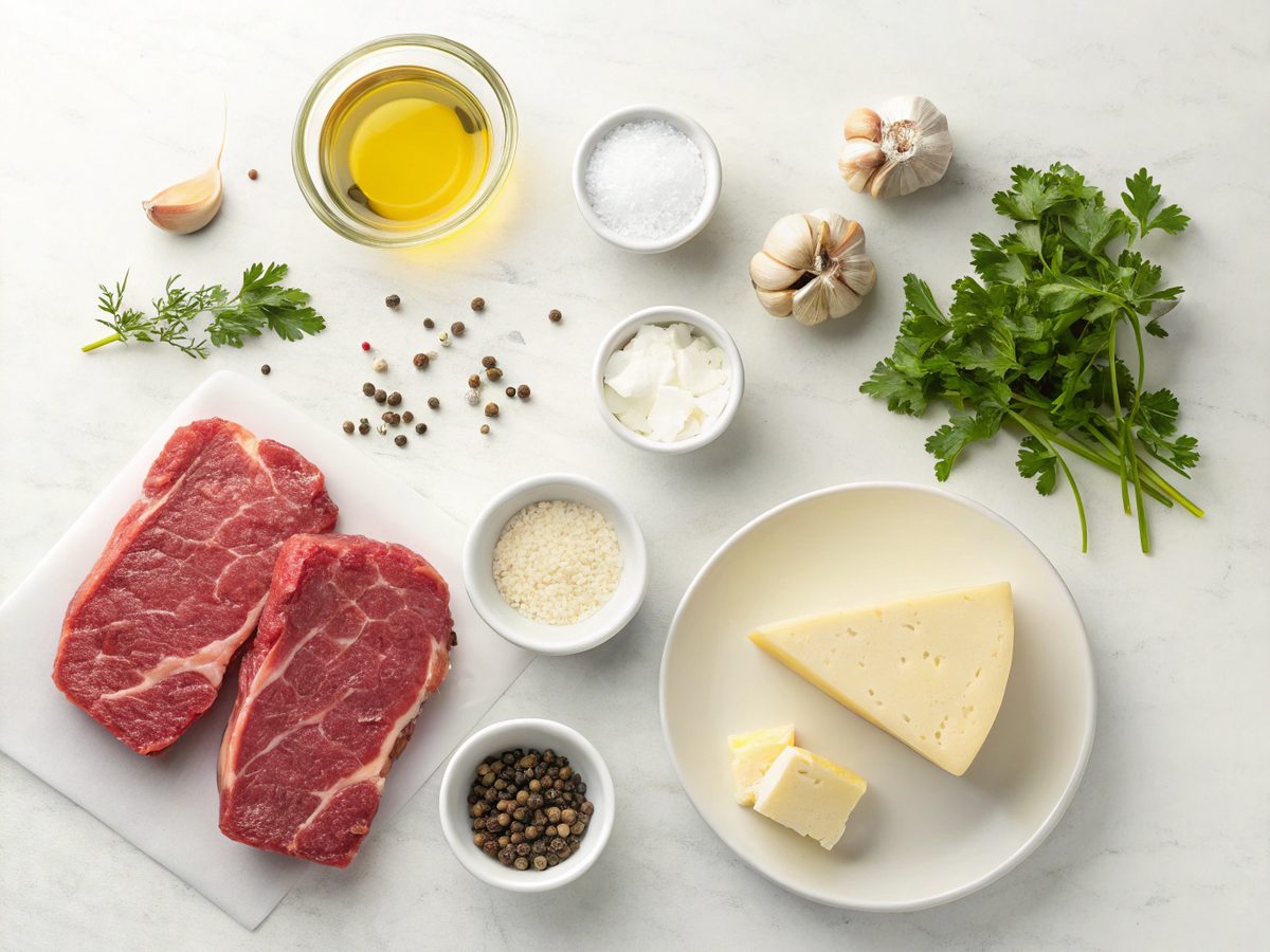 Image showing ingredients for Garlic Butter Steak with Parmesan Sauce
