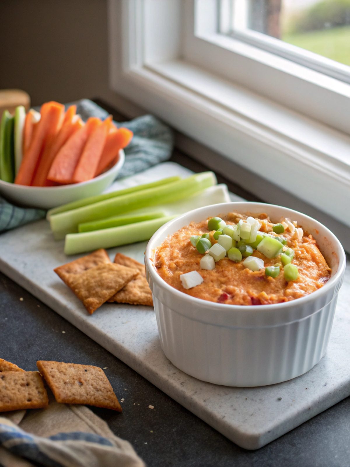 Featured image displaying the rich and spicy Buffalo Chicken Dip Recipe