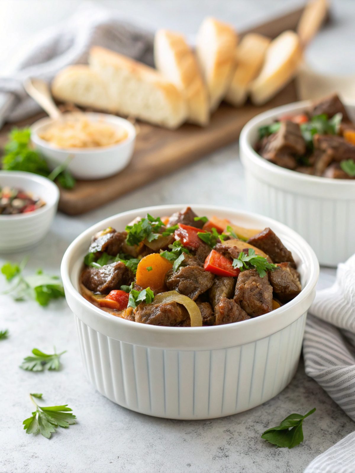 Juicy crockpot garlic butter beef bites served deliciously.