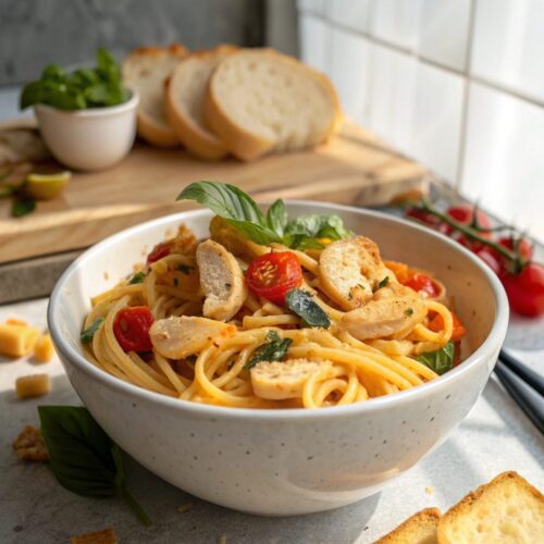 Featured image of Merry Me Chicken Pasta plated