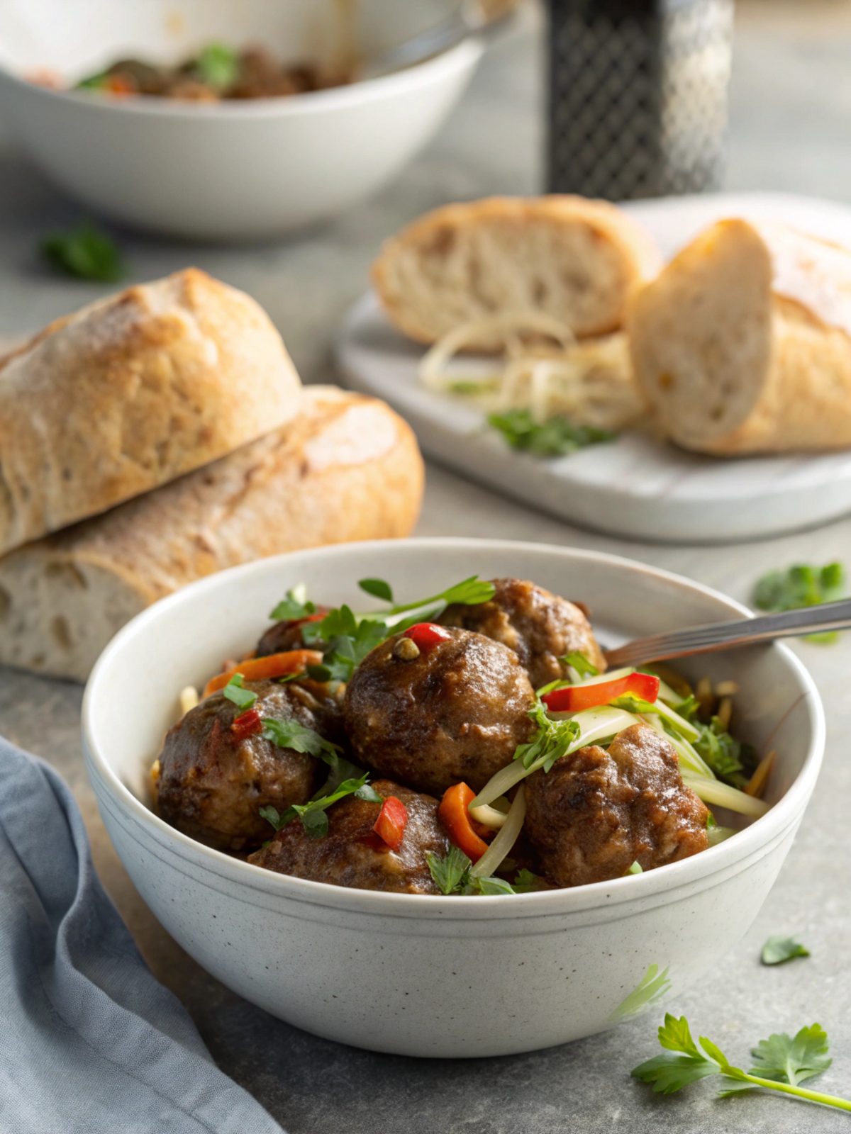 A plate of delicious Mongolian Beef Meatballs garnished with sesame seeds and green onions.