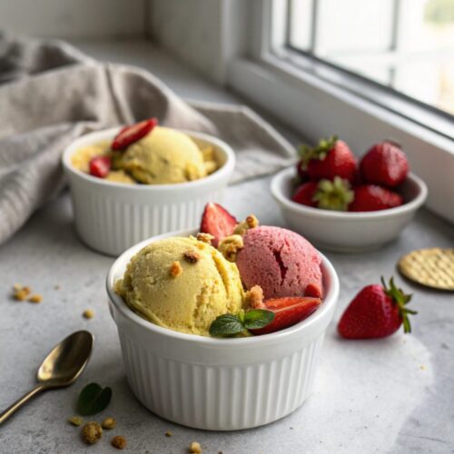 Beautifully served Ninja Creami protein ice cream in a bowl