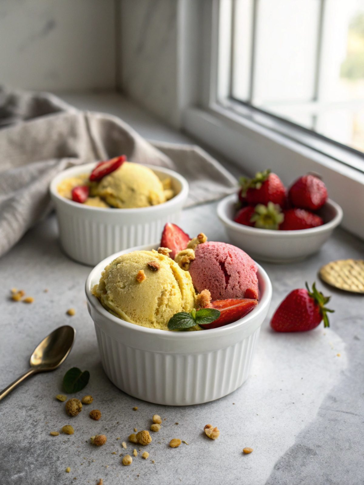 Beautifully served Ninja Creami protein ice cream in a bowl