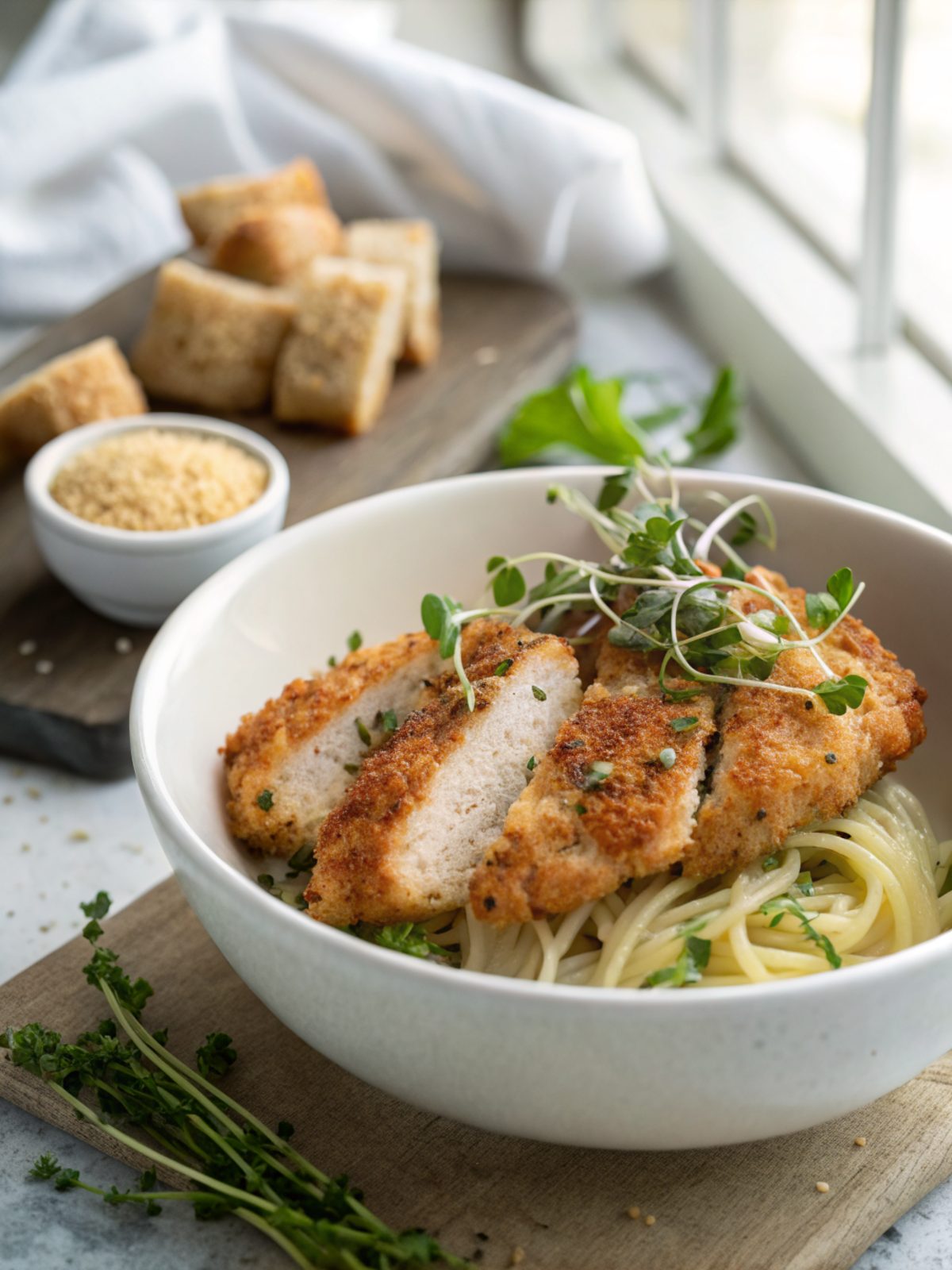 Deliciously crispy Panko crusted chicken served hot and fresh