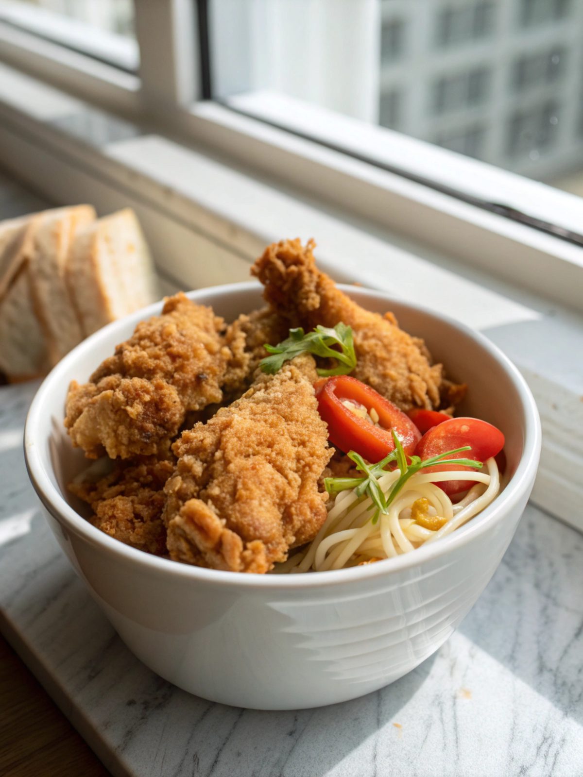 SEO-friendly alt text describing the featured image, including the crispy fried chicken recipe