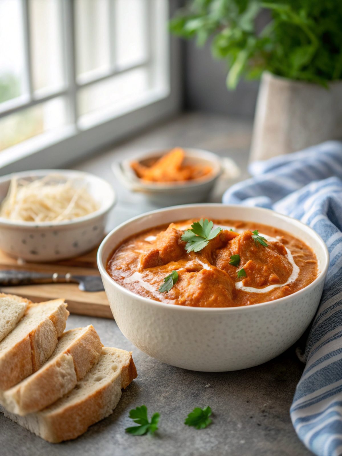 A vibrant homemade butter chicken recipe served in clean modern styling.