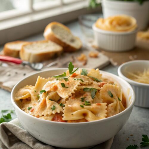 SEO-friendly alt text describing the featured image, including Cajun Alfredo Bowties
